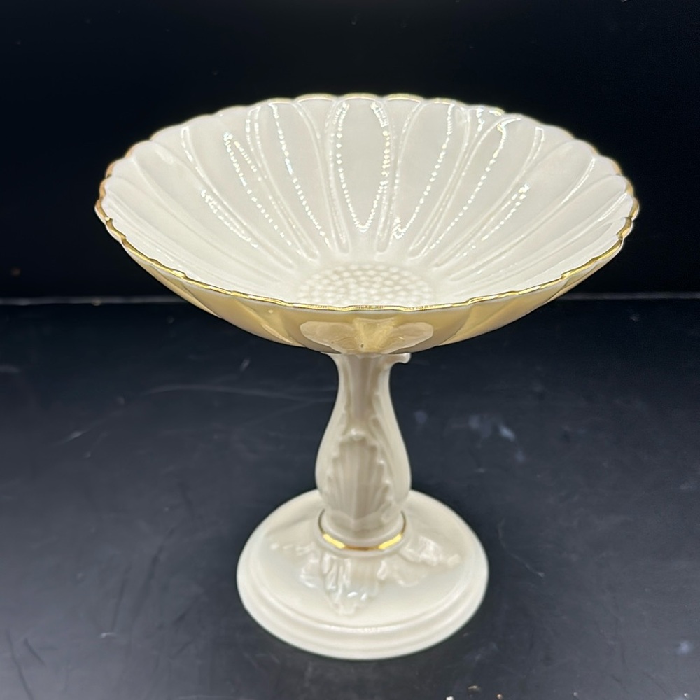 Lenox Flower Pedestal Candy Dish with 24k gold